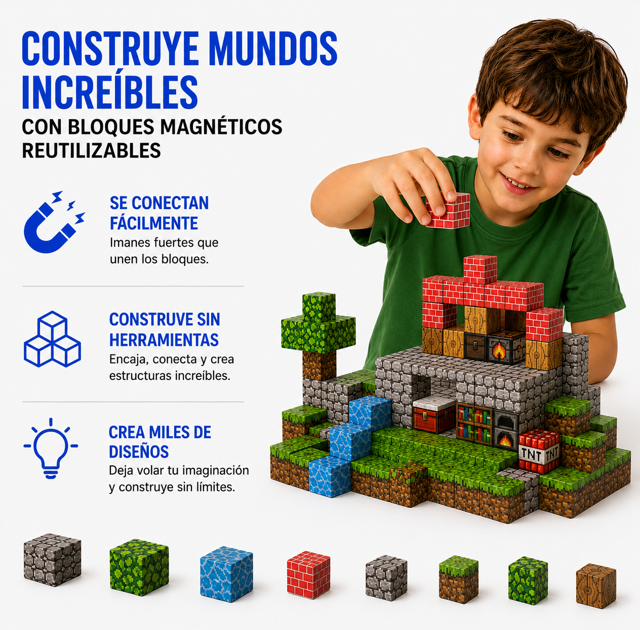 MundoCraft™ 75 Bloques Magnéticos de Construcción