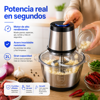 Picadora Eléctrica 2L de Acero Inoxidable