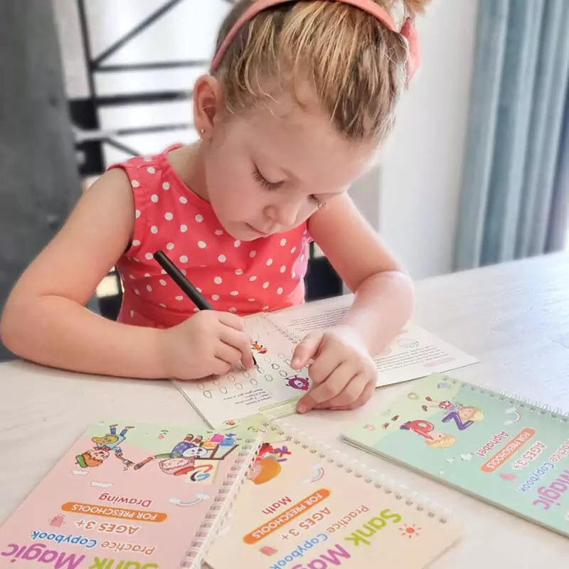 SankMagic™: KIT X 4 LIBROS DE CALIGRAFÍA TINTA MÁGICA REUTILIZABLE
