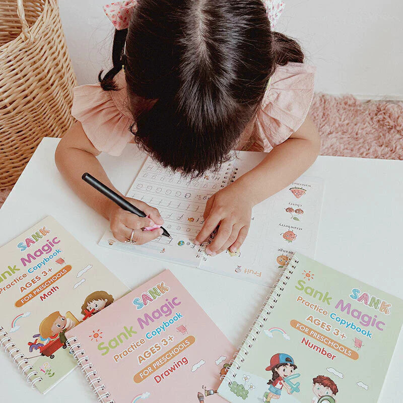 SankMagic™: KIT X 4 LIBROS DE CALIGRAFÍA TINTA MÁGICA REUTILIZABLE